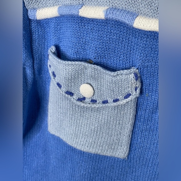 Storybook Knits Blue Denim Laundry Inspired Cardigan Sweater Colorblock Large - Picture 3 of 15